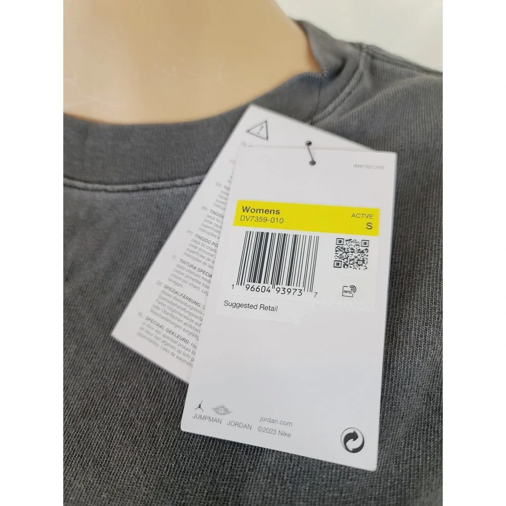Jordan high-quality cotton Casual, Streetwear T-Shirt, Women's, Size S, Gray. KT